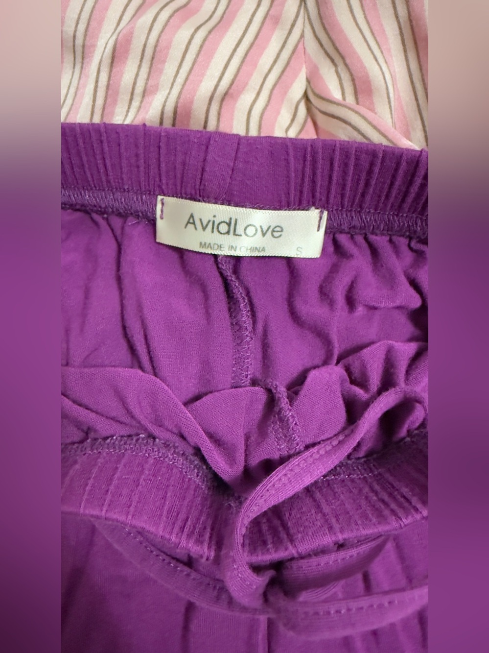 Women's Two-Pack Purple and Pink Striped Sleep Shorts - Picture 3 of 6